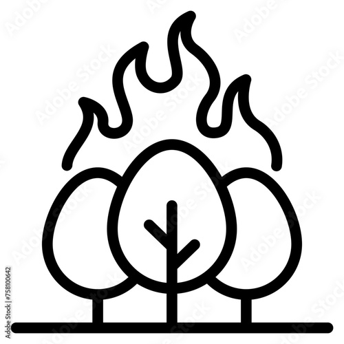 Wildfire disaster icon. forest tree bushfire vector symbol