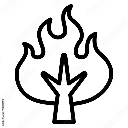 Wildfire disaster icon. forest tree bushfire vector symbol