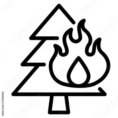 Wildfire disaster icon. forest tree bushfire vector symbol
