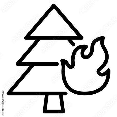 Wildfire disaster icon. forest tree bushfire vector symbol