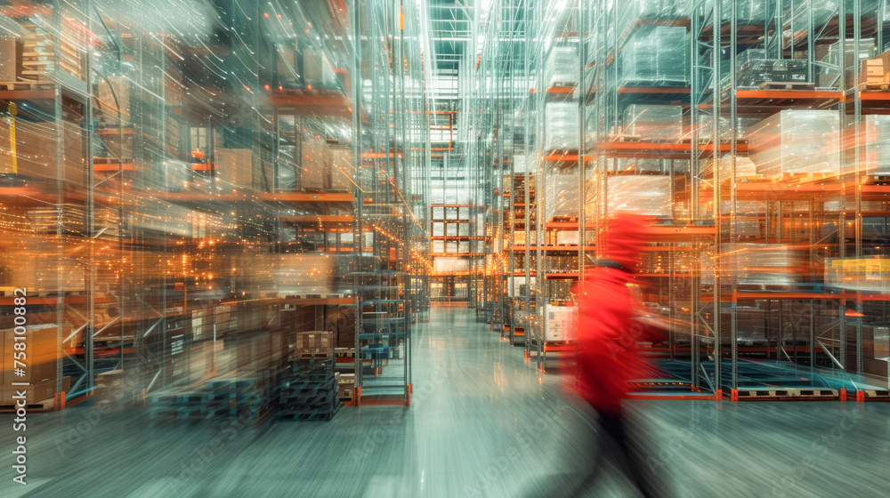 Fototapeta premium 人と物が動く物流倉庫