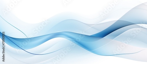 Abstract blue wavy lines banner with shadows