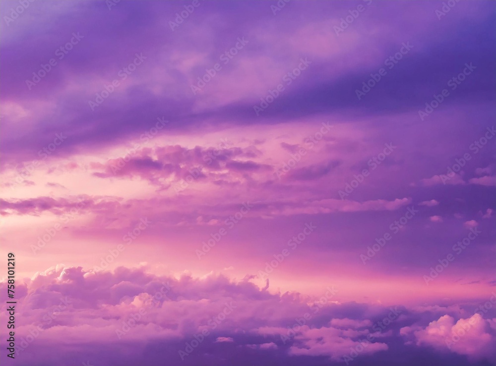 Purple sky background with clouds at sunset on a summer evening 