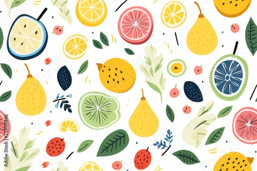  Seamless Pastel Fruit Pattern Design