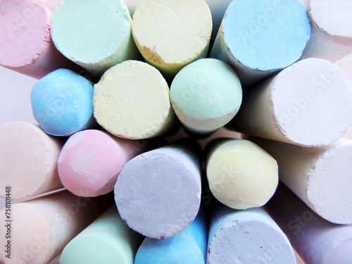 pastel-colored chalks seen from above
