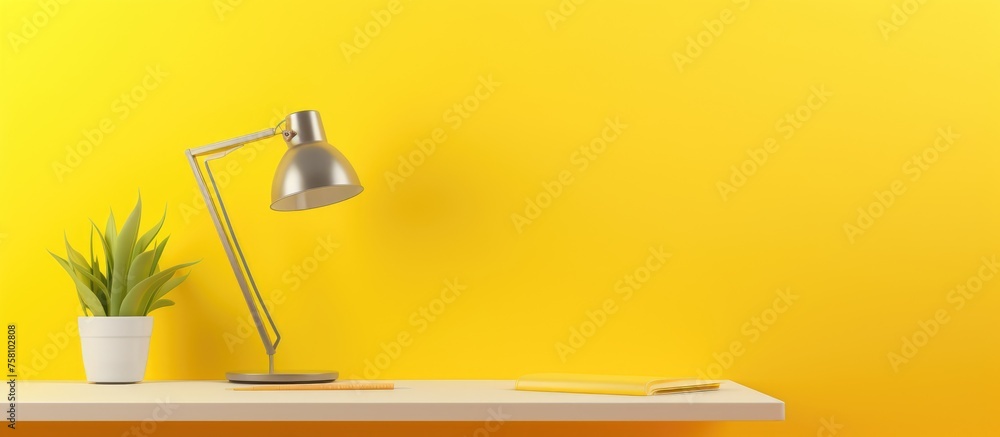 Yellow Desk Lamp on Yellow Background for Office Work Concept. Yellow Desk Lamp on Yellow Background for Office Work Concept.