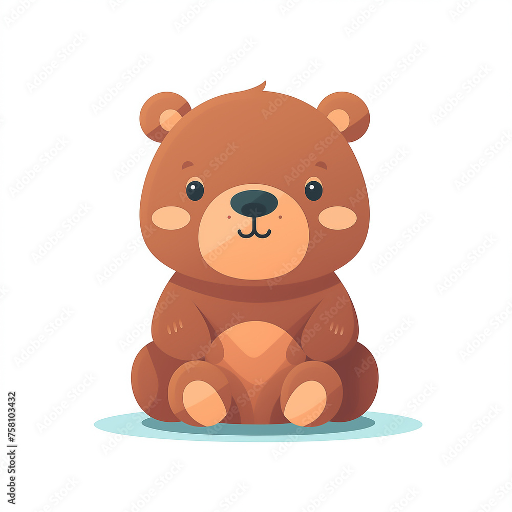 flat vector cartoon bear on white background flat vector cartoon bear on white background