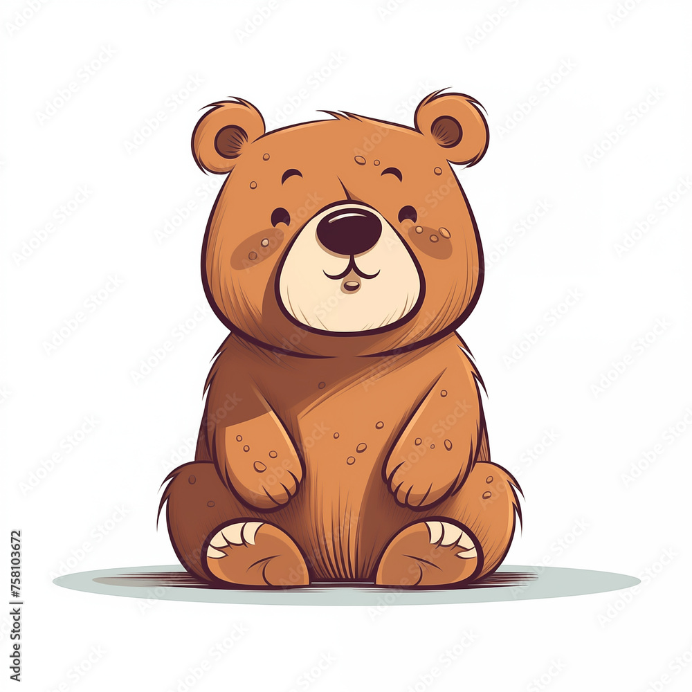 flat vector cartoon bear on white background flat vector cartoon bear on white background
