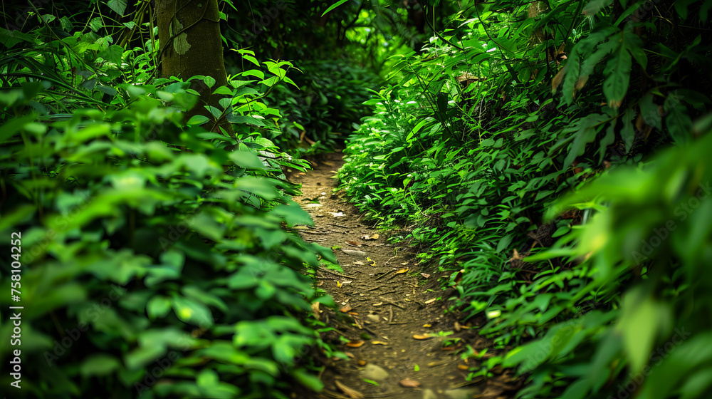 Lush Greenery Path in Forest Inviting Exploration and Adventure in Natural Surroundings Lush Greenery Path in Forest Inviting Exploration and Adventure in Natural Surroundings