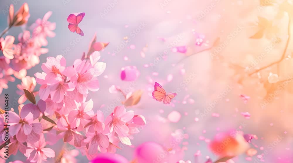 Butterflies flying over beautiful flower plants Butterflies flying over beautiful flower plants