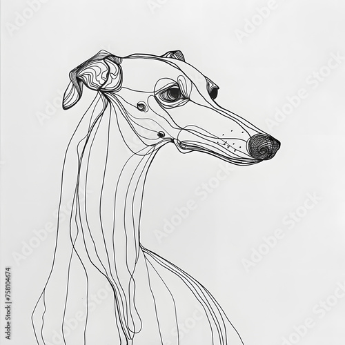 Pen Drawing of a Windhound generative ai photo