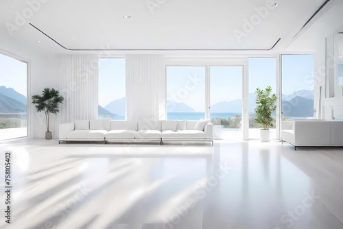  full white modern interior of living room
