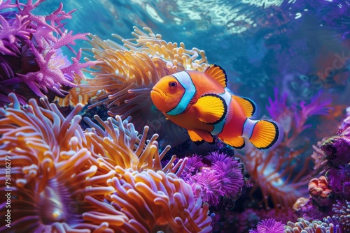  KS Colorful clown fish swimming in anemones © กิตติพัฒน์ สมนาศักดิ