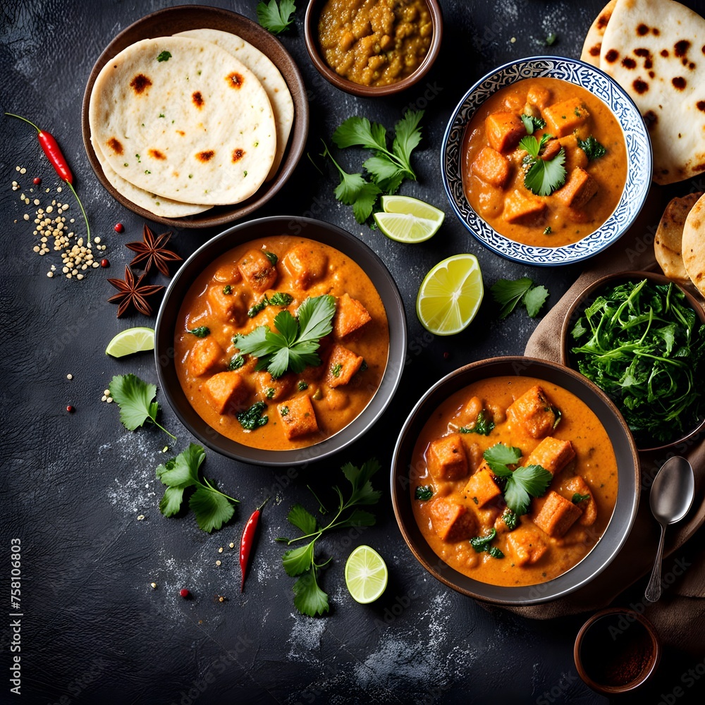 indian food menu top view indian food menu top view