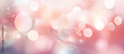 Abstract Soft Pink and White Blurred Background with Bokeh Circles