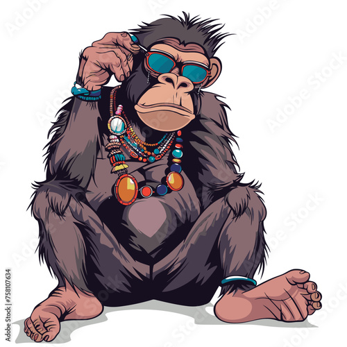Vector cartoon bored ape character