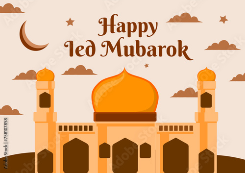 Happy Ied Mubarok illustration backgroung