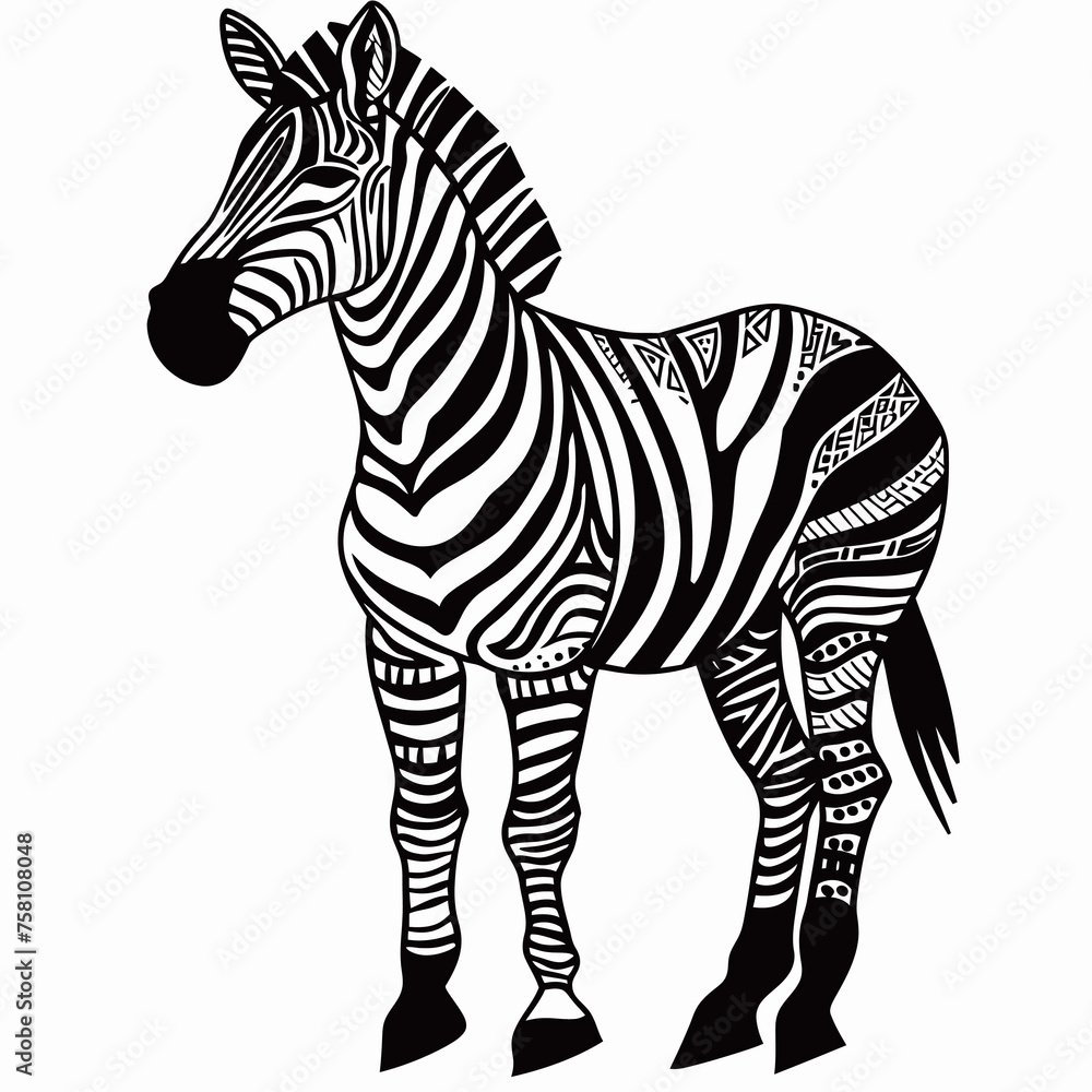 Obraz premium Zebra on a white background, vector illustration, 