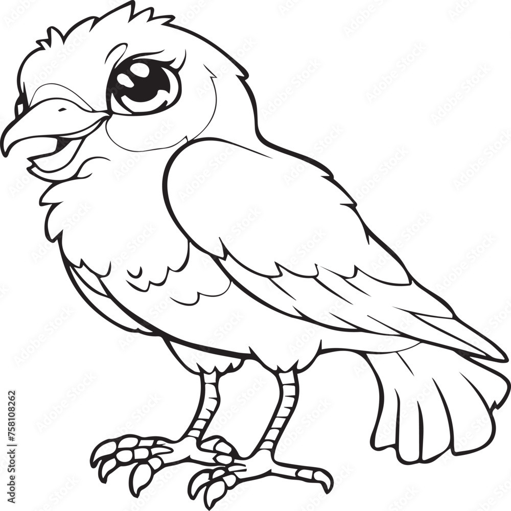 Bird coloring pages. Bird outline vector for coloring book