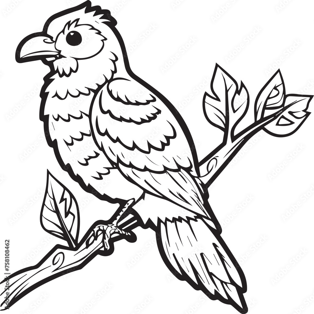 Fototapeta premium Bird coloring pages. Bird outline vector for coloring book