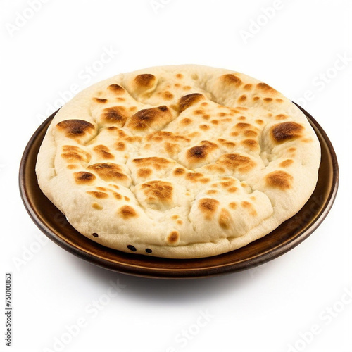 photo of arab pita bread isolated on white background