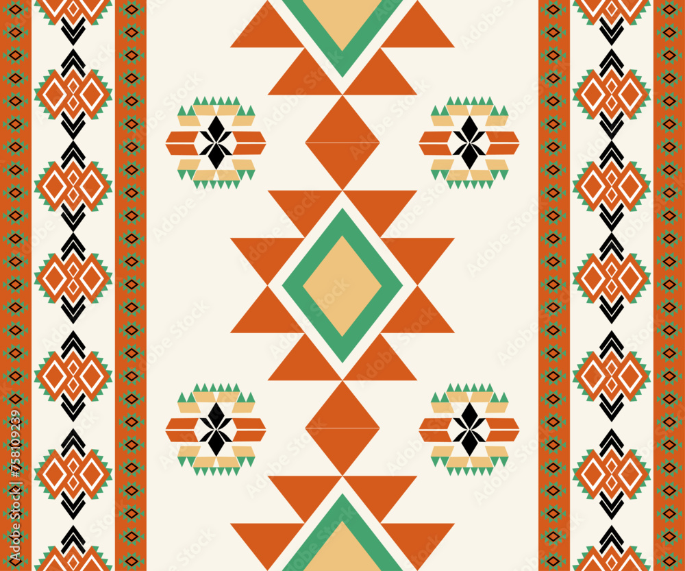Native american Southwest design Aztec pattern and Navajo design indian ornament pattern geometric ethnic textile texture tribal aztec pattern navajo mexican fabric seamless Vector decoration fashion - obrazy, fototapety, plakaty 