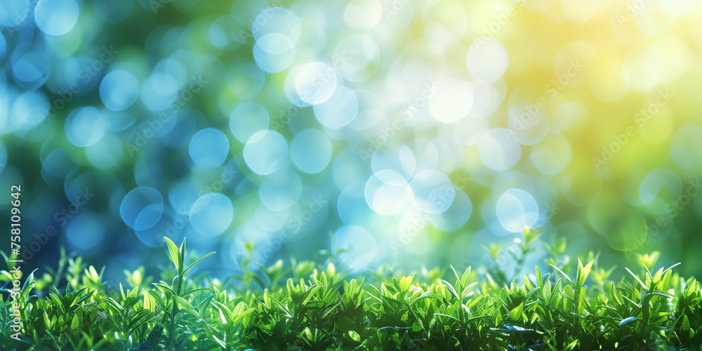 Natural green grass with a bokeh background.
