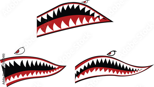 Shark mouth drawings from fighter planes.