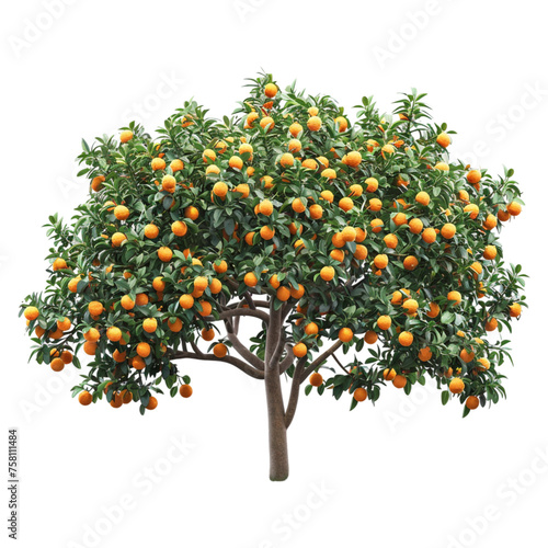 illustration of an orange tree on transparent background
