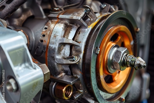 High-Tech Car Engine Repair: Professional Close-Up of Cracked Caliper and Worn Drum Brake