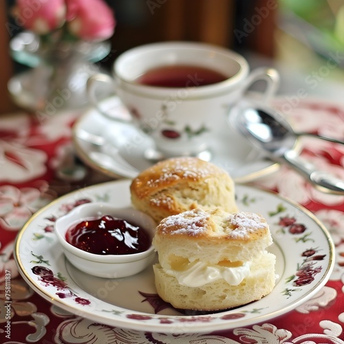 Delightful Devonshire Cream Tea  A Taste of English Tradition with Scones  Clotted Cream  and Jam