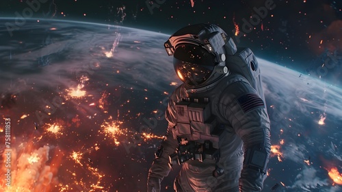 Earth's Agony: An Astronaut's Desperate Stand Amidst Burning Planet and Cosmic Catastrophe