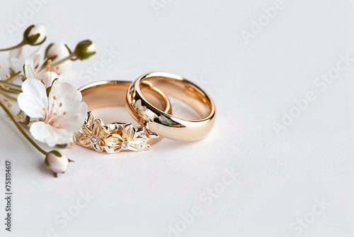 wedding rings, wedding table setting wedding decoration rings, bride and groom with white dress