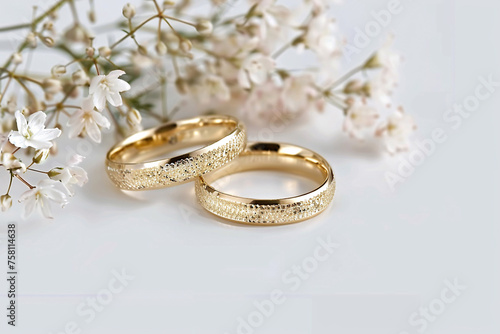 wedding rings, wedding table setting wedding decoration rings, bride and groom with white dress