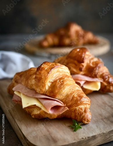 Obraz na płótnie ham and cheese croissants w salonie
