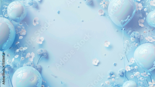 Delicate blue flowers and balloons