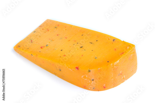 Chunk of Spicy Chili Cheese Isolated on White Background