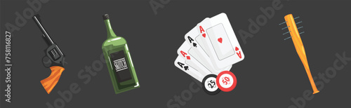 Gangster and Mafia Object and Stuff Vector Set