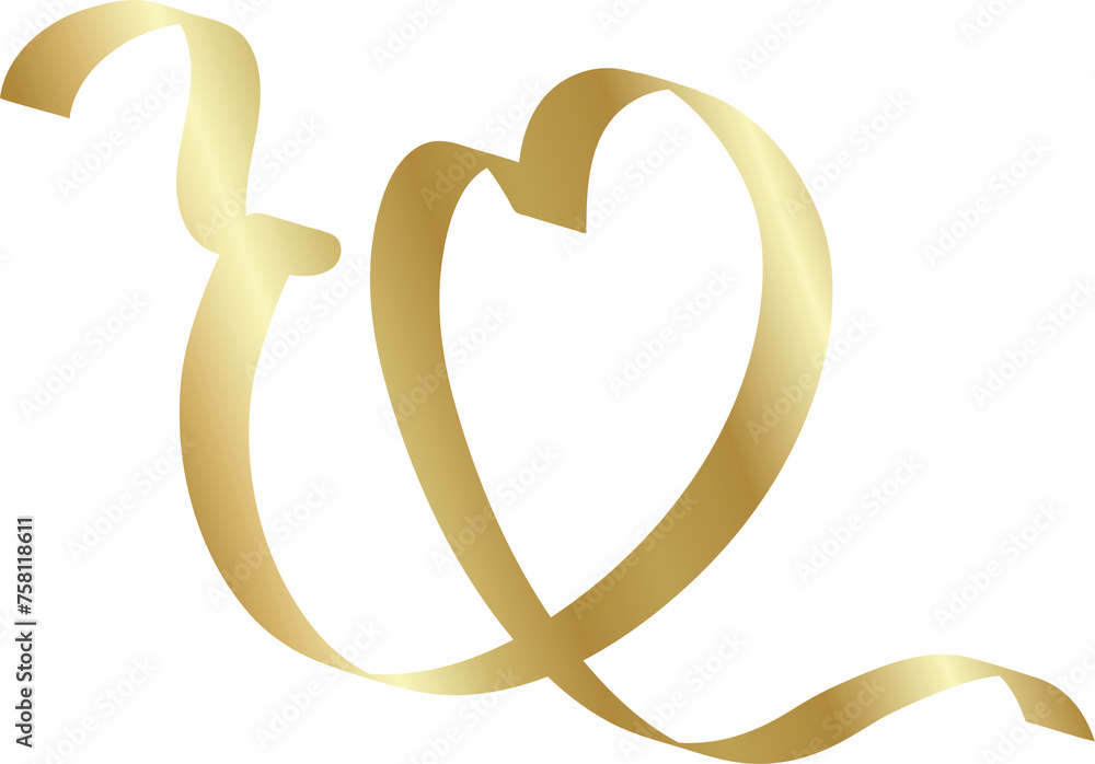 Heart shape golden ribbons, love, valentine, celebration Heart shape golden ribbons, love, valentine, celebration
