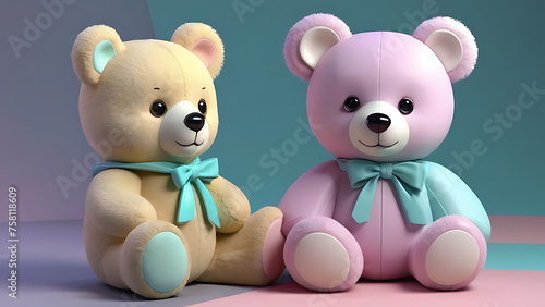 a teddy bear on an abstract background. pastel colors