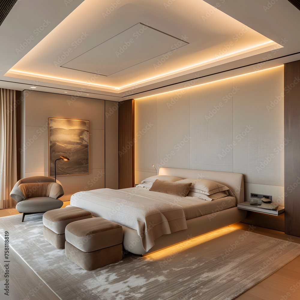 Modern Cozy Room with Indirect Lighting generative ai Modern Cozy Room with Indirect Lighting generative ai