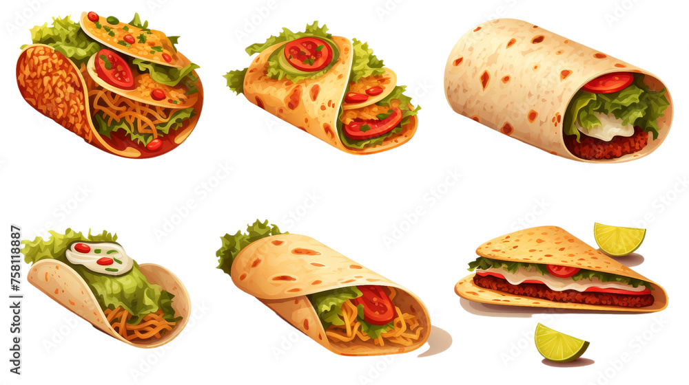 Set 3D Render Mexican Food isolated on transparent background, (PNG) Set 3D Render Mexican Food isolated on transparent background, (PNG)