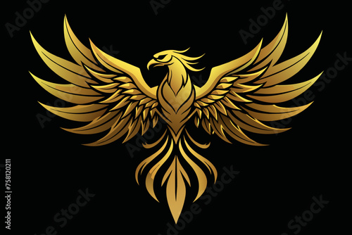 Gold Phoenix: Symbolizes rebirth or renewal. black silhouette icons