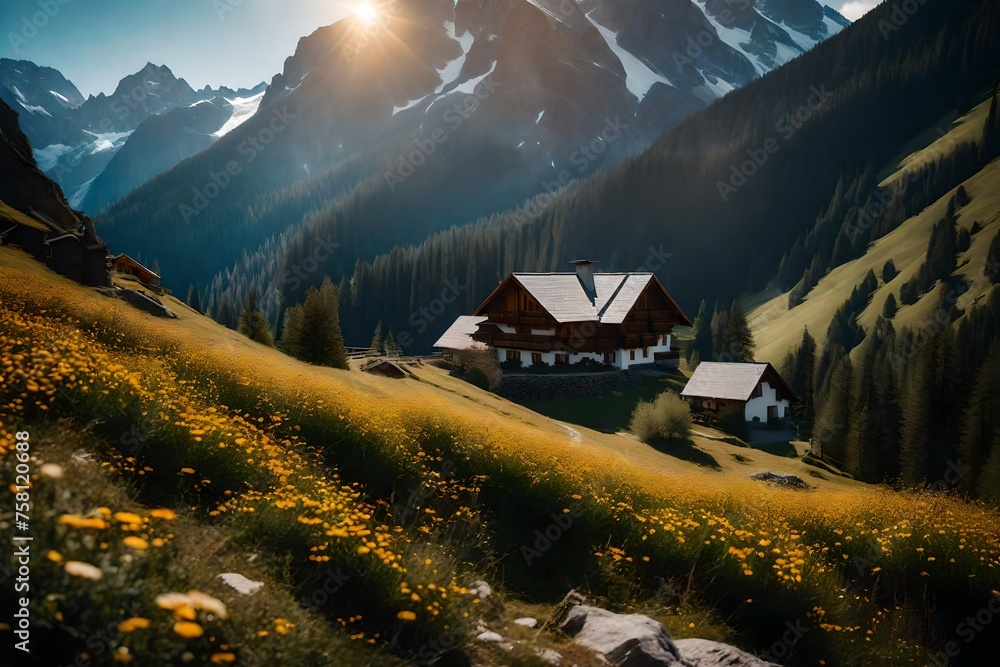 mountain hut in the mountains mountain hut in the mountains