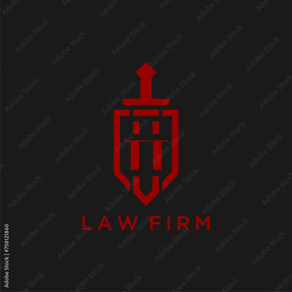 TT initial monogram for law firm with sword and shield logo image TT initial monogram for law firm with sword and shield logo image