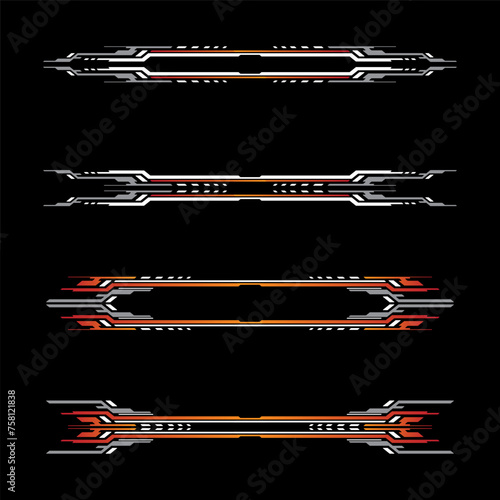 Sport racing stripes car stickers. vinyl decal templates isolated set