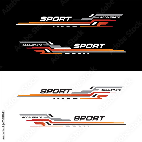 Sport racing stripes car stickers. vinyl decal templates isolated set