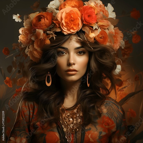 portrait of a girl with a wreath of flowers