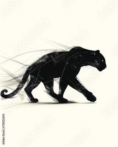 Abstract Black Panther in Motion