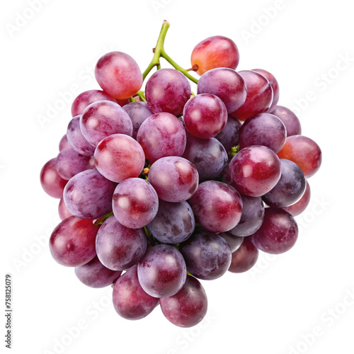 Ripe red grapes isolated on Transparent background.